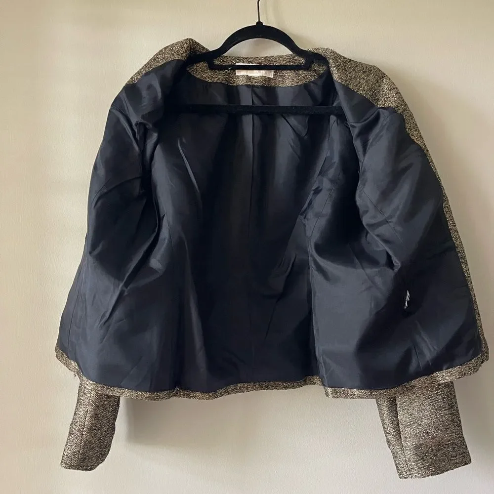 Michael Michael Kors Tweed Pattern Silk Blend Evening Jacket Size 8
